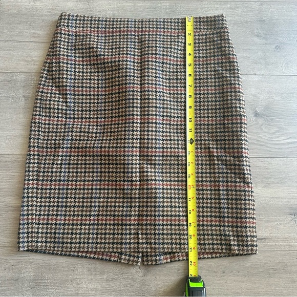 J. Crew Factory brown/black/blue houndstooth wool a-line skirt - size 6 - Picture 2 of 5